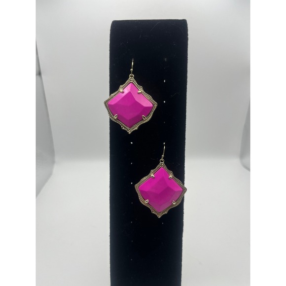 The Unbranded Brand Jewelry - Kendra Scott Kyrie Gold Drop Earrings Bright Pink